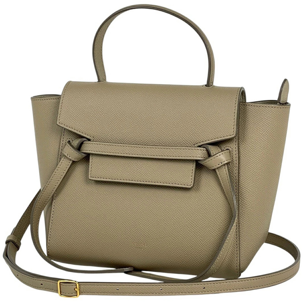 Celine Belt Bag Shoulder Handbag Leather Beige